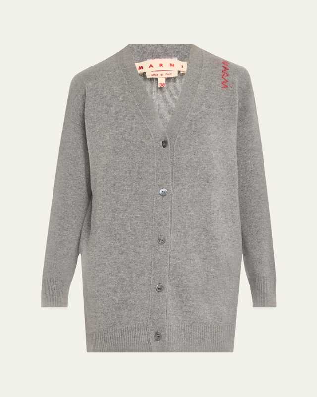 Oversized V-Neck Wool Cashmere Cardigan